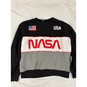 Retro NASA Color Block Pullover Sweatshirt size Large Juniors